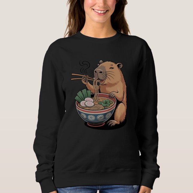 Camiseta Cute Capybara Ramen Bowl Japanese Anime Foodie Hum (Frente)