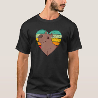 Camiseta Cute Capybara Retro Heart Shape Vintage