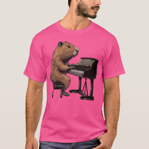 Camiseta Cute Capybara Tocando Piano Musical