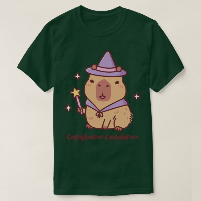 Camiseta Cute Capybara Wizard Capybaracadabra Funny Pun (Frente do Design)