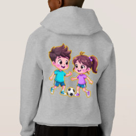 Camiseta Cute Cartoon Boy and Girl Playing Soccer Together 