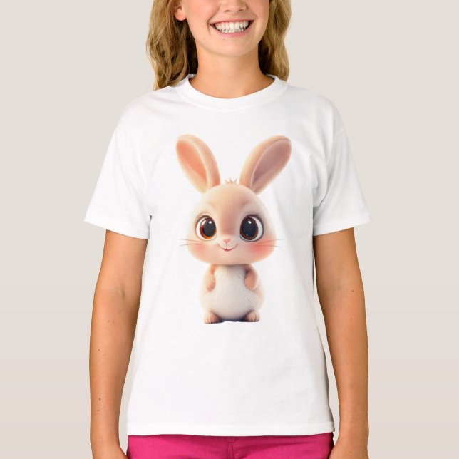 Camiseta Cute Cartoon Bunny – Big-Eyed Rabbit Design (Frente)