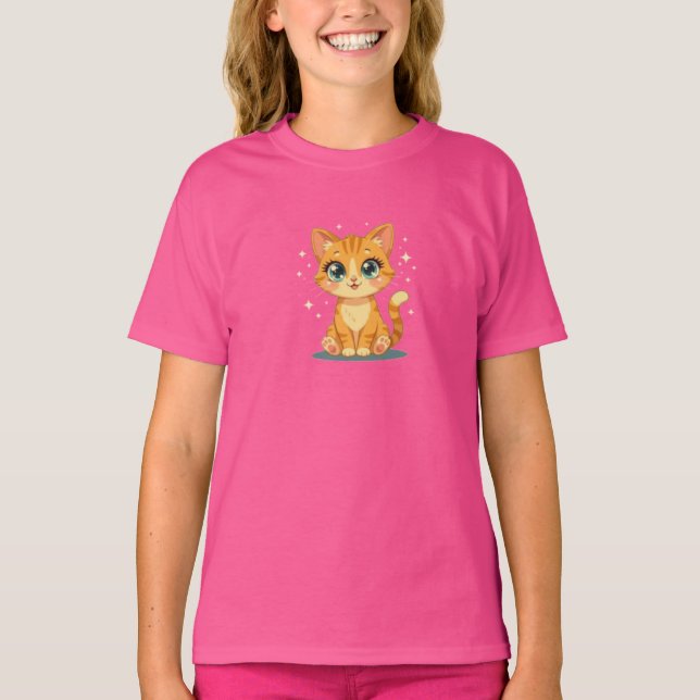 Camiseta **Cute Cartoon Cat – Adorable Kitty Illustration** (Frente)