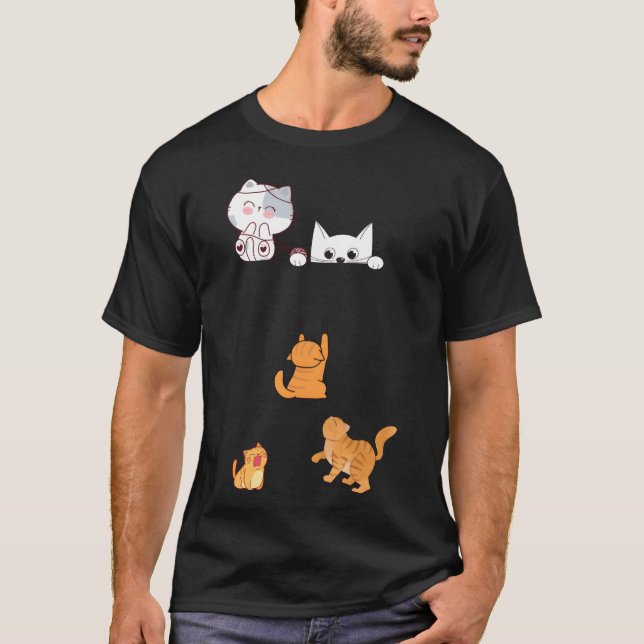 Camiseta Cute Cartoon Cat Car Sticker Funny Cat Scratch gif (Frente)