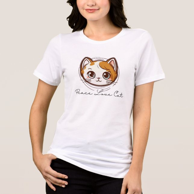 Camiseta Cute Cartoon Cat Face Illustration (Frente)