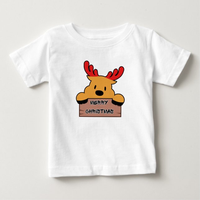 Camiseta Cute Cartoon Christmas Reindeer  (Frente)