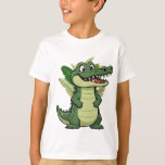 Camiseta Cute Cartoon Crocodile<br><div class="desc">A cute cartoon crocodile with a big smile and playful personality. This fun reptile illustration features a friendly alligator character surrounded by tropical leaves, giving it a lively jungle vibe.</div>