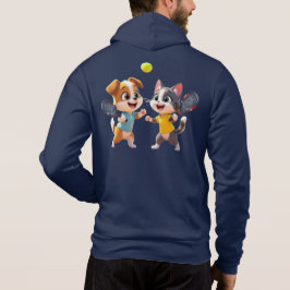 Camiseta Cute Cartoon Dog and Cat Playing Padel Tennis – Fu