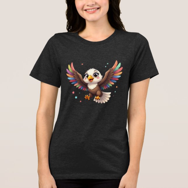 Camiseta Cute Cartoon Eagle Flying – Friendly Vector Art (Frente)