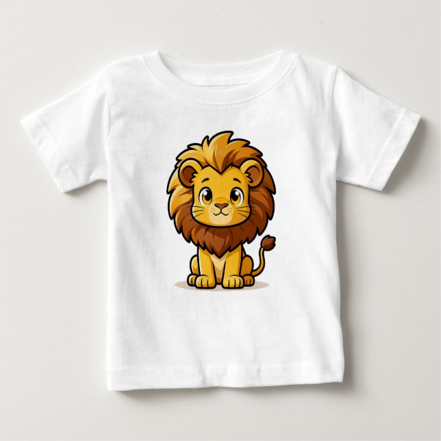 Camiseta Cute Cartoon Lion with Big Mane (Frente)