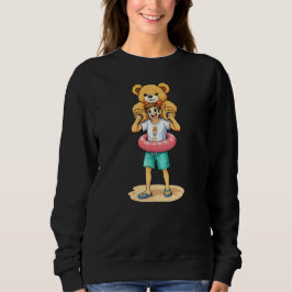 Camiseta Cute Cartoon Man with Giant Teddy Bear Summer Fun