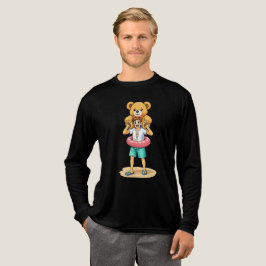 Camiseta Cute Cartoon Man with Giant Teddy Bear Summer Fun