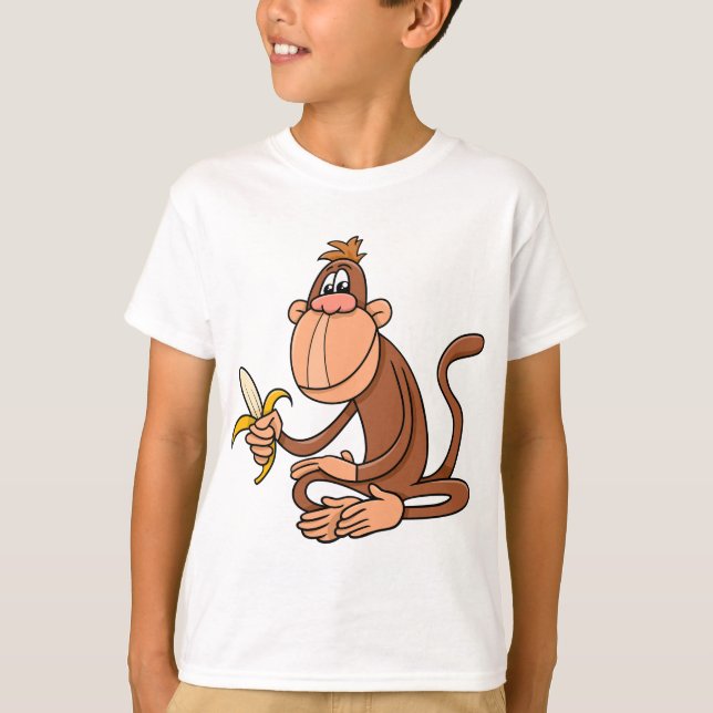 Camiseta Cute Cartoon Monkey with Banana Funny Animal (Frente)