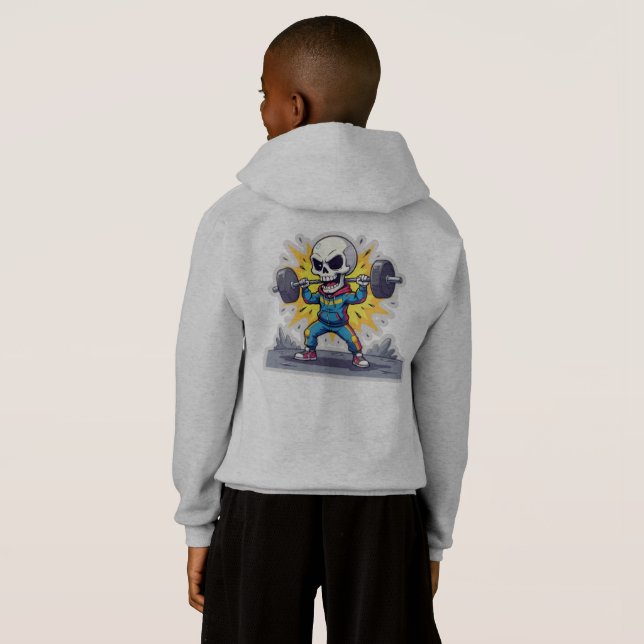 Camiseta “Cute Cartoon Skeleton Weightlifter • Funny Gym Ba (Parte Traseira Completa)