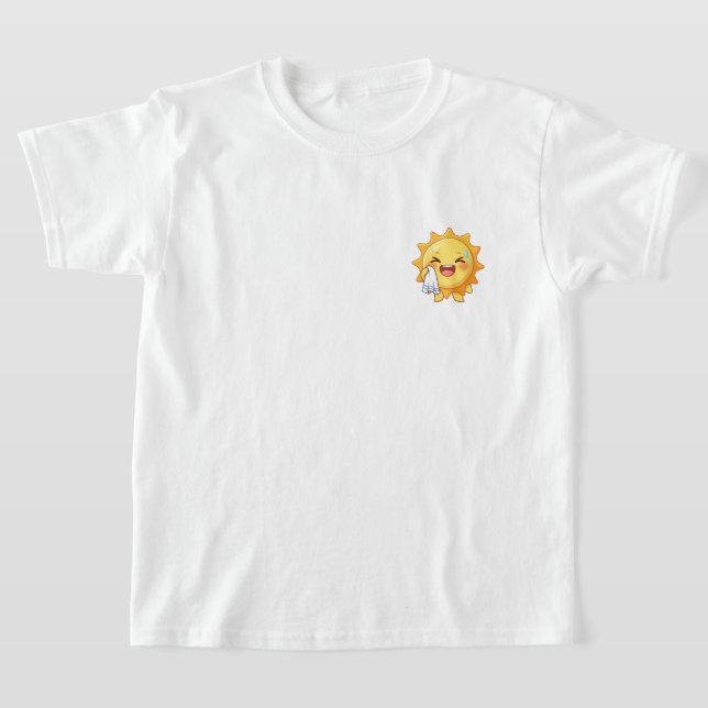 Camiseta Cute Cartoon Sun Character Wiping Sweat (Postura )