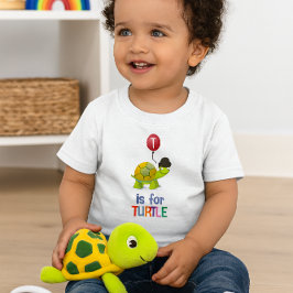 Camiseta Cute Cartoon T é para Tartaruga Alfabeto