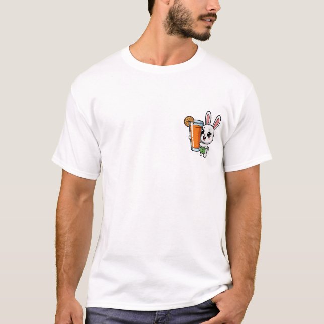 Camiseta Cute Cartoon White Rabbit Wearing Green Apron (Frente)