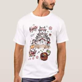Camiseta Cute Castelo Japonês Arte Doodle Kyoto