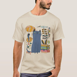 Camiseta 'cute cat and bird'