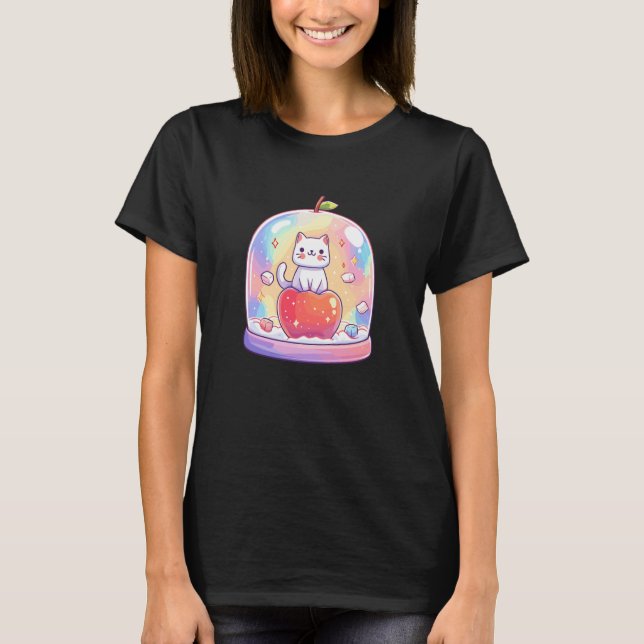 Camiseta Cute Cat Apple Dome Pastel Rainbow (Frente)