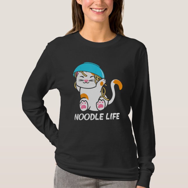 Camiseta Cute Cat Bowl Noodles Head Noodle Life Kitten Kitt (Frente)