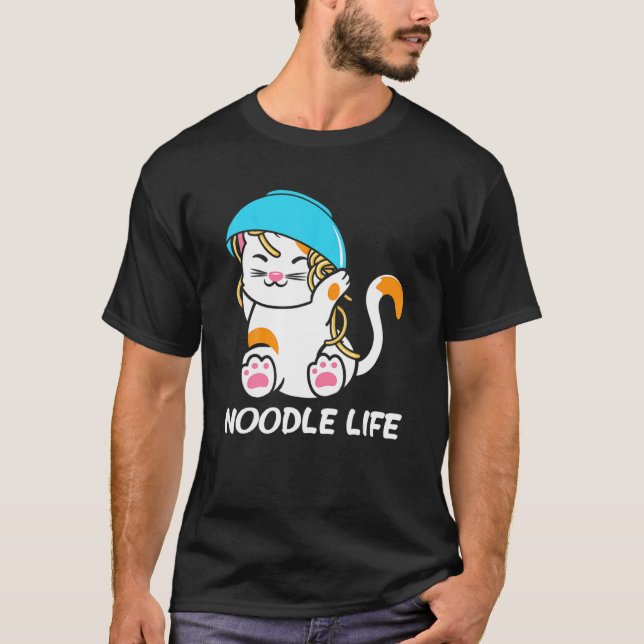 Camiseta Cute Cat Bowl Noodles Head Noodle Life Kitten Kitt (Frente)