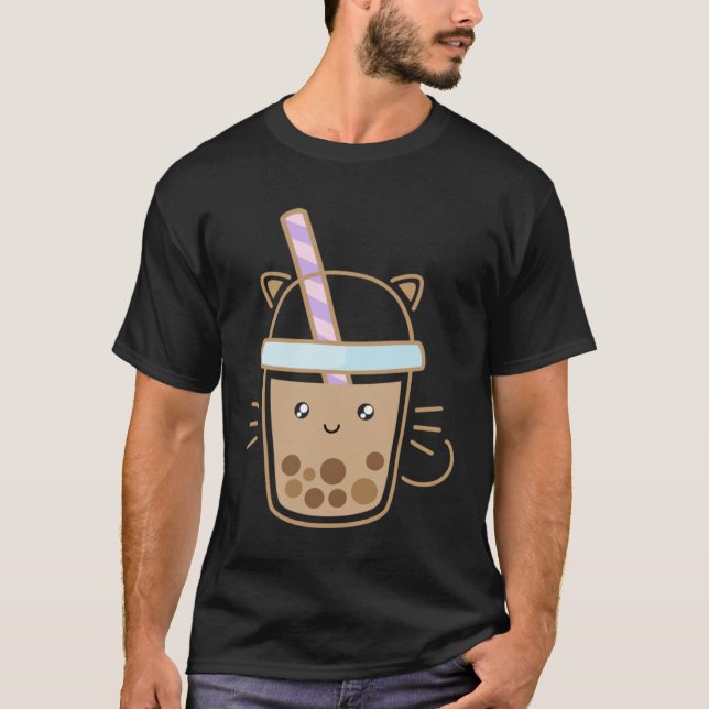 Camiseta Cute Cat Bubble Boba Milk Tea Rainbow Bes Tea (Frente)