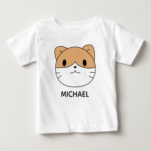 Camiseta Cute Cat Cartoon Face Personalised (Frente)