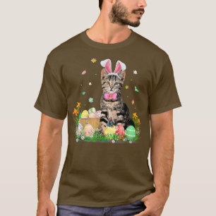 Camiseta Cute Cat Easter Day Bunny Eggs Costume Gift Mens W