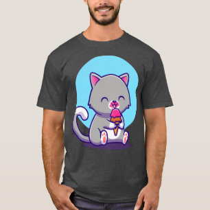 Camiseta Cute Cat Eating Ice Cream