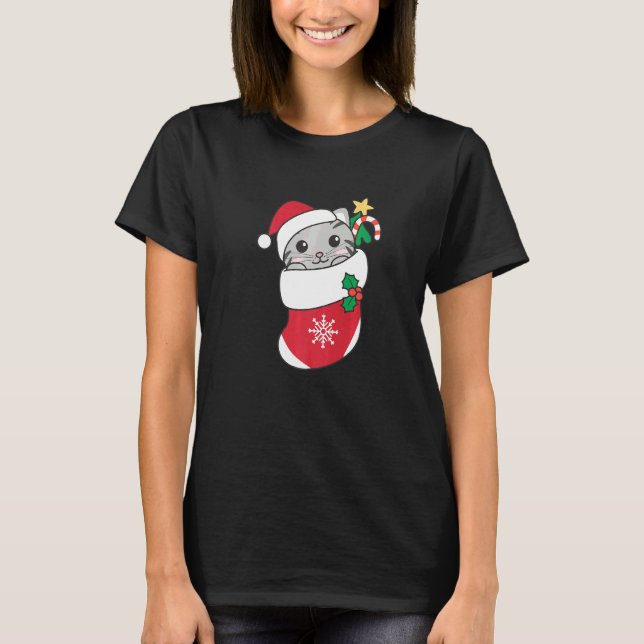 Camiseta Cute Cat For Christmas Cat  6 (Frente)