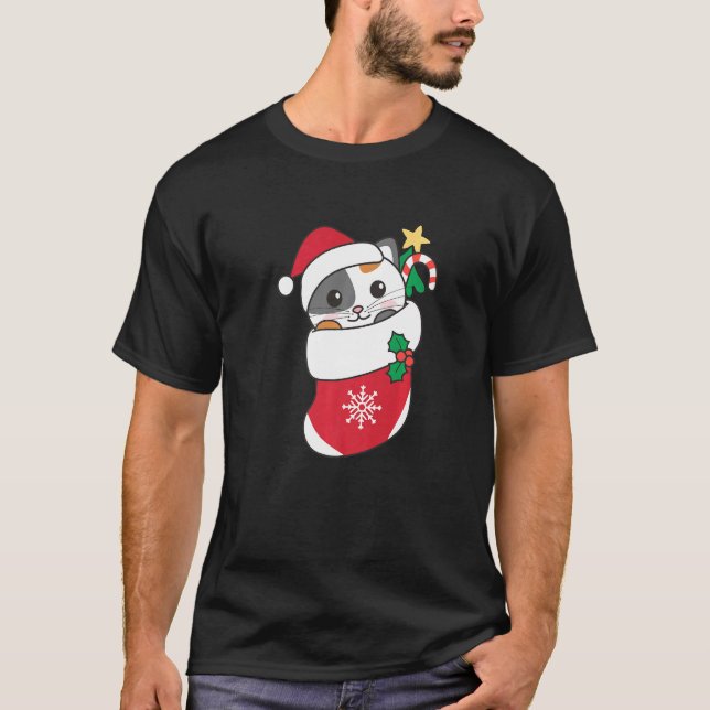 Camiseta Cute Cat For Christmas Cat 9 (Frente)