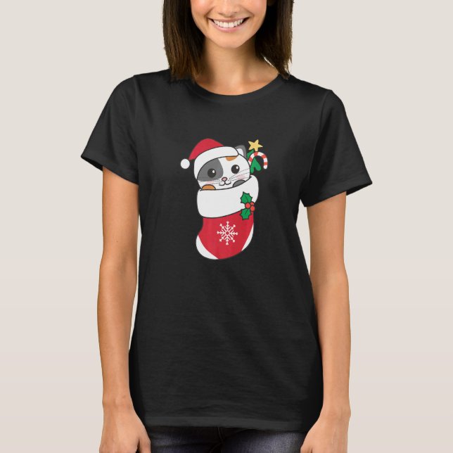 Camiseta Cute Cat For Christmas Cat 9 (Frente)