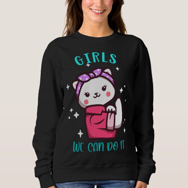 Camiseta Cute Cat Girlie Girl Strong Power Emancipation Fem (Frente)