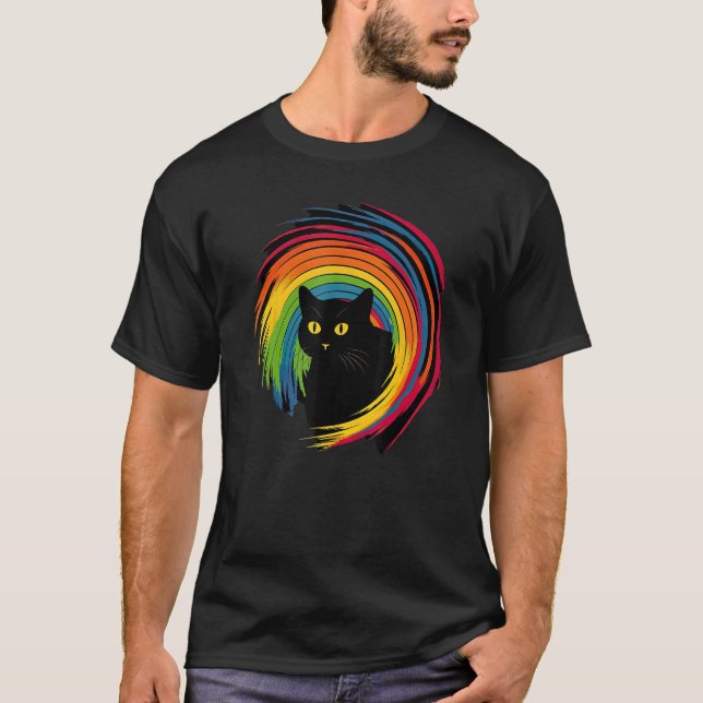 Camiseta cute Cat in Front of Rainbow cats  catowner (Frente)