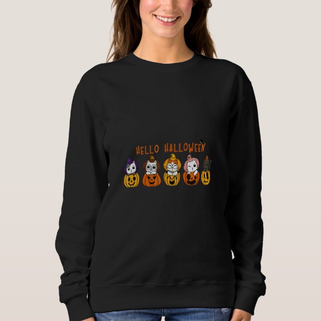 Camiseta Cute Cat In Pumpkin Halloween (Frente)