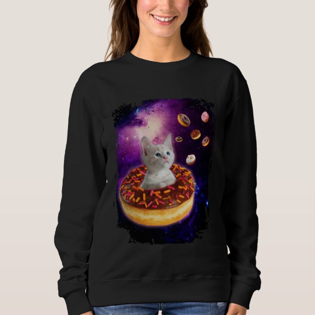 Camiseta Cute Cat Inside Donut in Space Boys Girl  Kitty in (Frente)