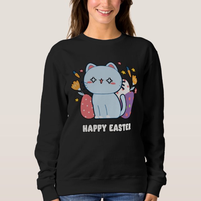 Camiseta Cute Cat Kitty Happy Easter Day Egg Hunter Boys Gi (Frente)