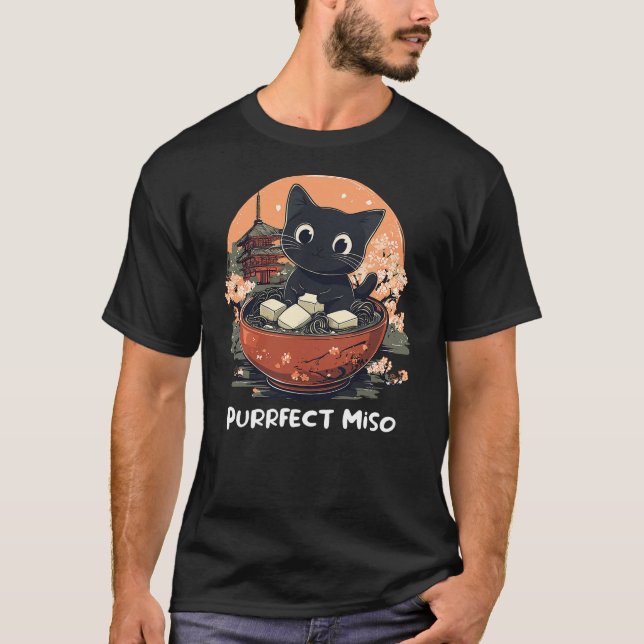 Camiseta Cute Cat Lover Design Miso Soup Funny Cat (Frente)