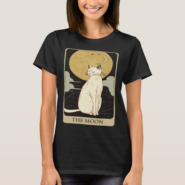 Camiseta Cute Cat Lover, Moon Tarot Card, Cat Tarot Card, F (Frente)