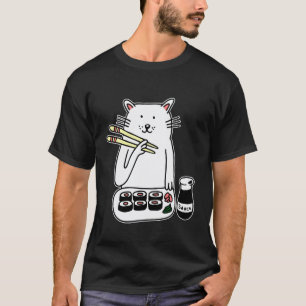 Camiseta Cute Cat Maki & Nigiri Sushi Hashis, Japonês 