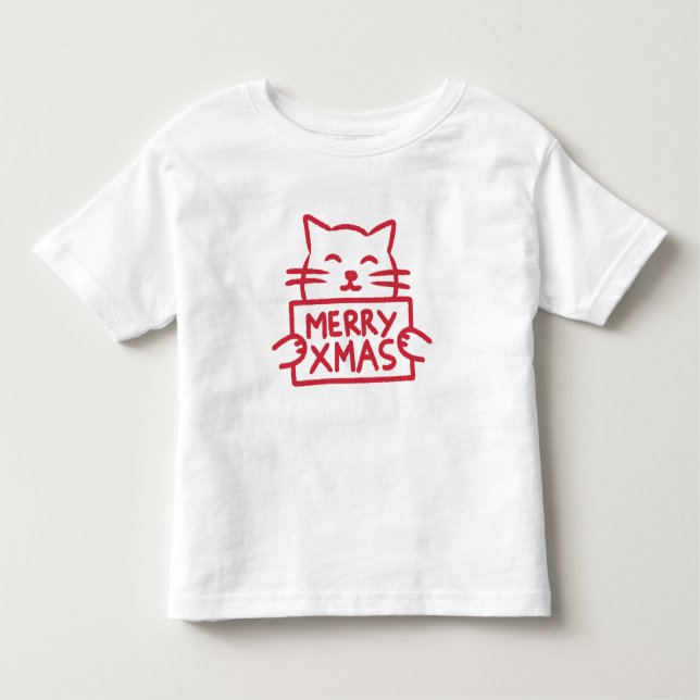 Camiseta Cute Cat Merry Xmas (Frente)