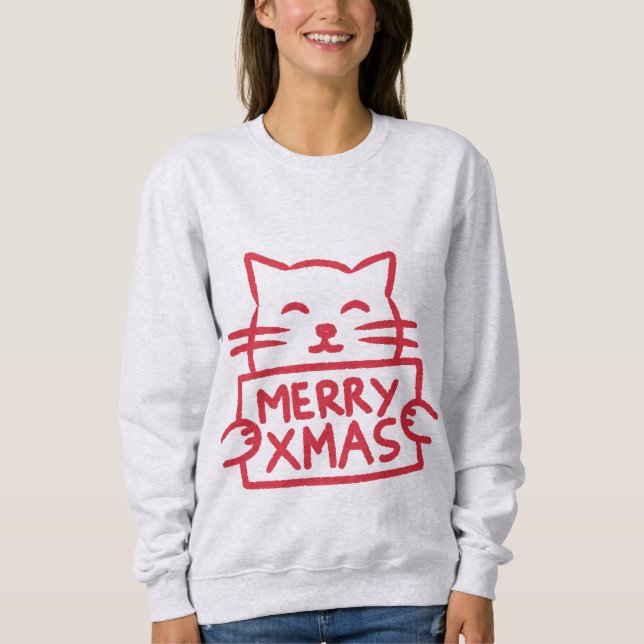 Camiseta Cute Cat Merry Xmas (Frente)
