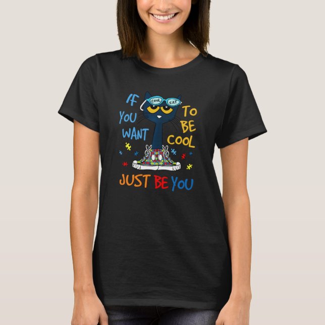 Camiseta Cute Cat Mom Be Kind Autism Awareness Special Educ (Frente)