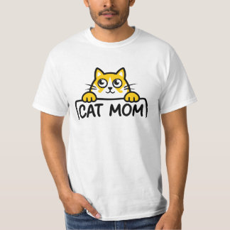 Camiseta Cute "Cat Mom" Peeking Cat Cartoon