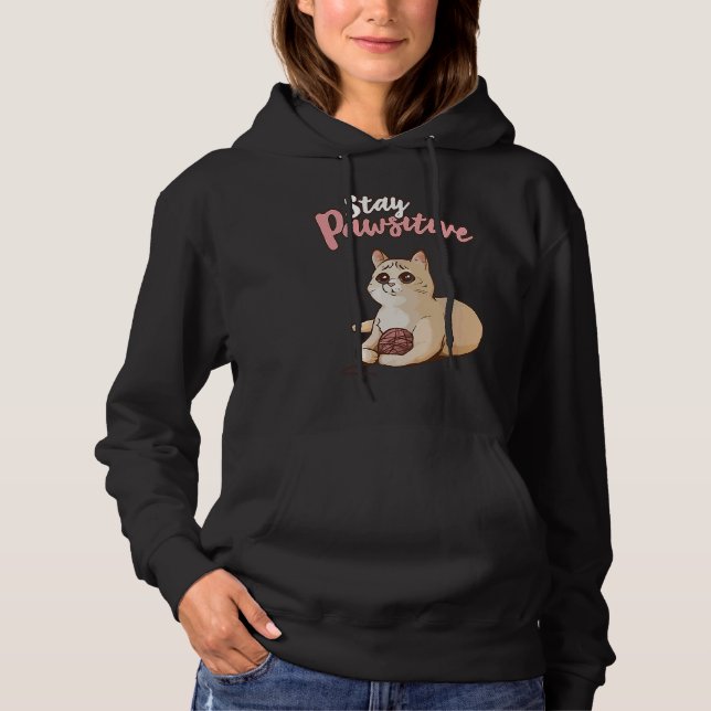 Camiseta Cute Cat Positive Thinking  Optimism Stay Pawsitiv (Frente)