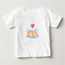 Camiseta Cute Cat Sleeping with Heart Balloon 