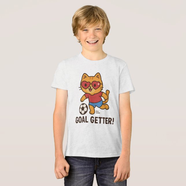 Camiseta Cute Cat Soccer Player | Goal Getter Motivation  (Frente Completa)