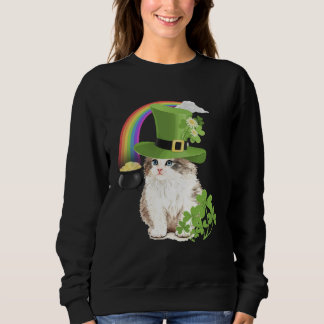 Camiseta Cute Cat  St Patricks Day Shamrock Rainbow Patty K