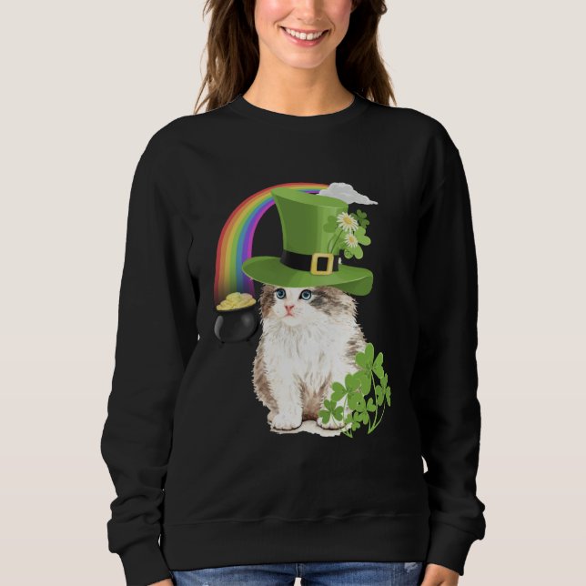 Camiseta Cute Cat  St Patricks Day Shamrock Rainbow Patty K (Frente)